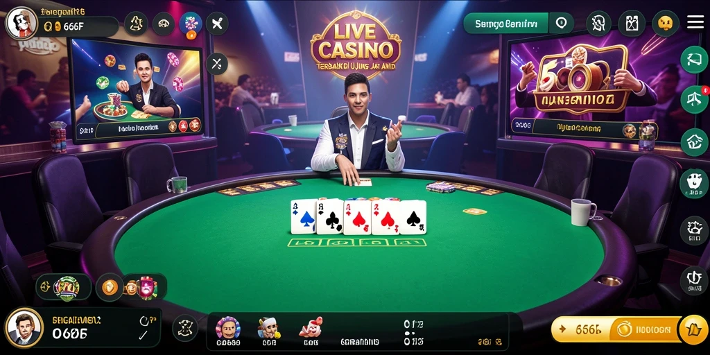 Tampilan gameplay Live Casino yang menawan dan interaktif di 666F.
