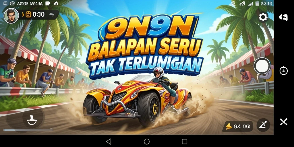 Gameplay seru balapan di 9N9N dengan grafik menawan.
