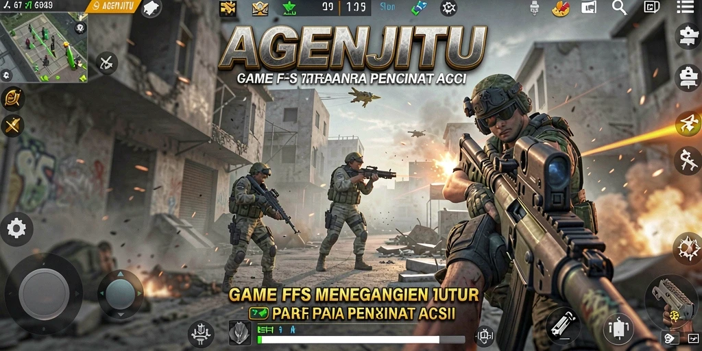 Tangkapan layar AGENJITU menampilkan aksi tembak-menembak yang seru dan mendebarkan.