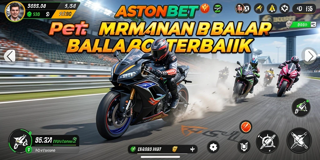 Screenshot gameplay ASTONBET menampilkan aksi balap motor yang seru.