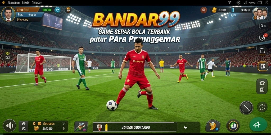 Tangkapan layar gameplay yang mendebarkan dari BANDAR99 dengan aksi sepak bola yang intens.