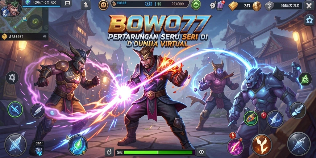 Tampilan dinamis pertarungan dalam BOWO77 dengan aksi mendebarkan.