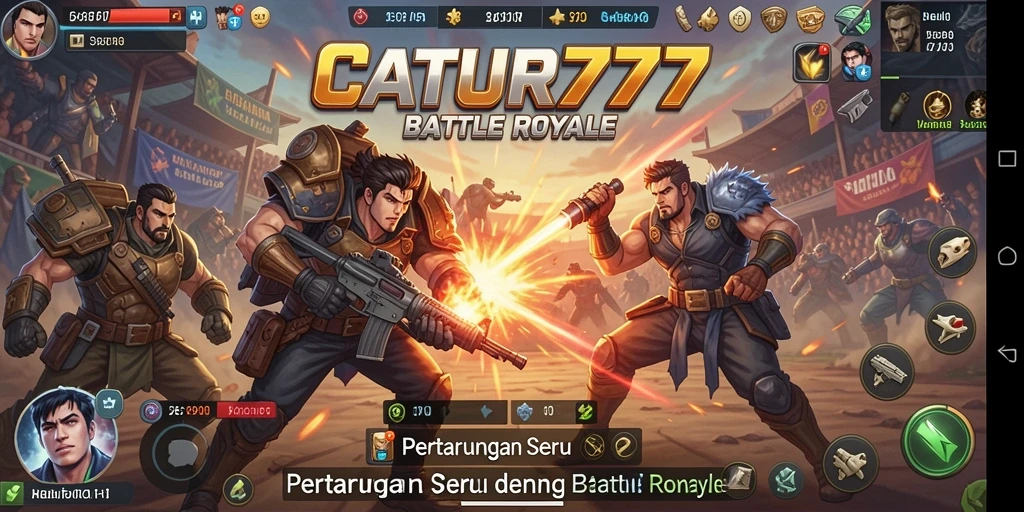Gameplay seru CATUR777 dalam pertarungan Battle Royale.