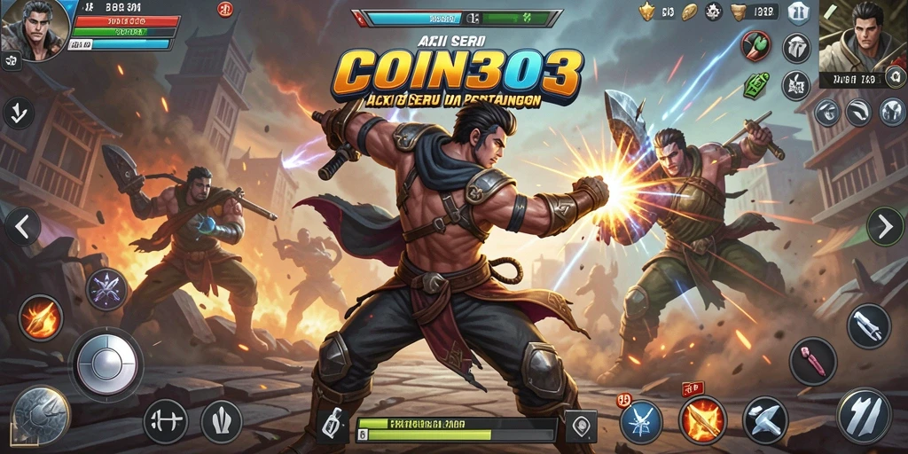Gameplay seru COIN303 dengan pertarungan dinamis dan aksi mendebarkan.
