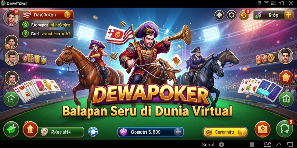 Gameplay seru DEWAPOKER dengan balapan yang menegangkan.