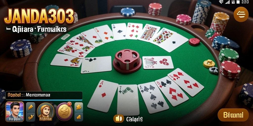 Tampilan gameplay seru dari JANDA303, permainan Gaple yang menyenangkan.