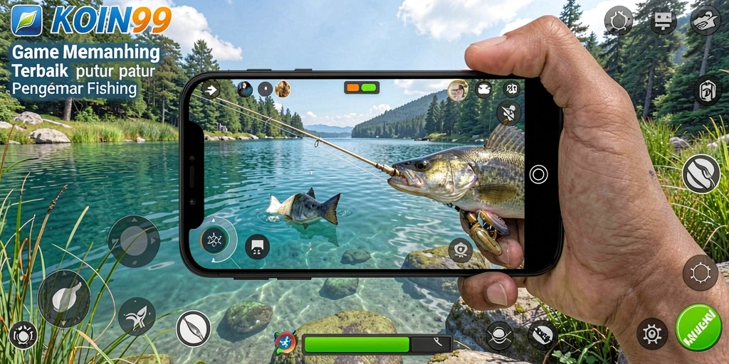 Screenshot KOIN99 menampilkan gameplay memancing yang seru dan menantang.