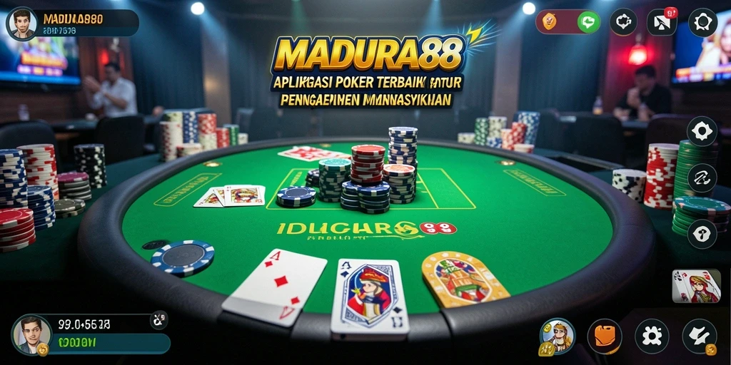 Screenshot utama MADURA88 memperlihatkan aksi seru permainan Poker.