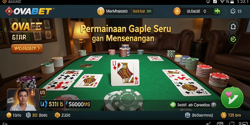 Tampilan gameplay OVABET yang menarik dan interaktif untuk permainan Gaple.