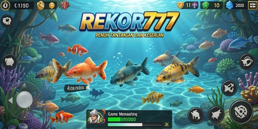 Screenshot gameplay REKOR777 dengan aksi memancing yang intens.