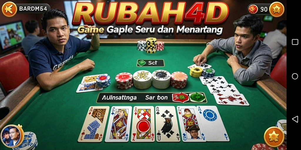 Tampilan gameplay menantang dalam RUBAH4D di pertandingan Gaple.